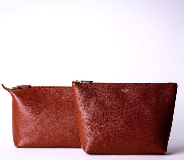 Padfield British designer tan leather toiletry wash pouch bag Made in England luxury leather travel accessories