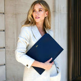 Padfield sustainable Made in England Navy Leather Laptop Tech Cover British Designer Laptop Cover