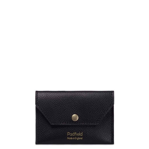 Padfield black British designer leather card case made in England UK luxury black leather card holder 