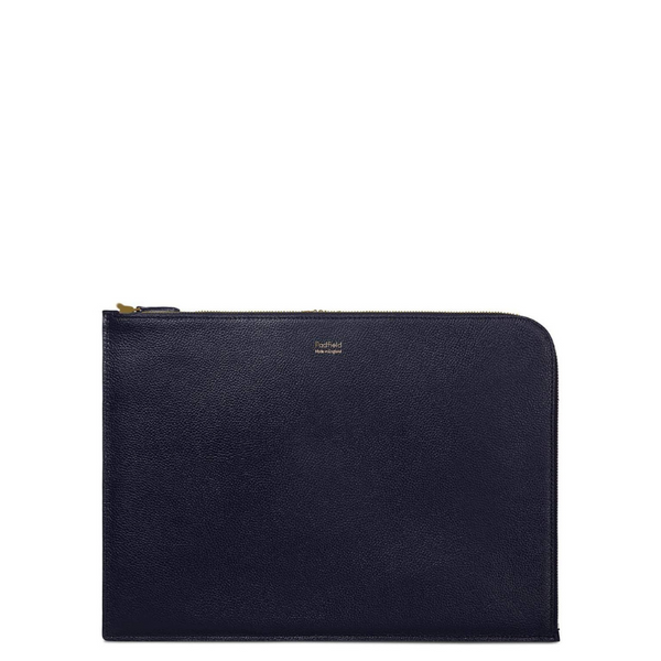 Padfield British made designer navy leather laptop cover Made in England UK from British leather
