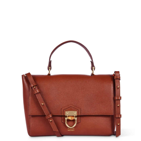 Padfield Somerset Tan Leather Top Handle Shoulder Bag sustainably Made in England UK British designer luxury leather handbag