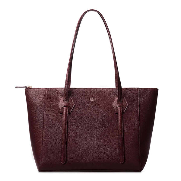 Padfield Somersley Burgundy Leather Zip Tote Shoulder Bag Made in England UK British Designer Leather Handbag