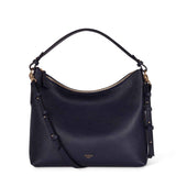Padfield Sloane navy blue leather zip handbag with detachableleather shoulder strap British designer leather bag made in England UK
