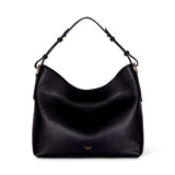 Padfield Sloane Black Leather Shoulder Bag with adjustable length handle sustainably Made in England UK