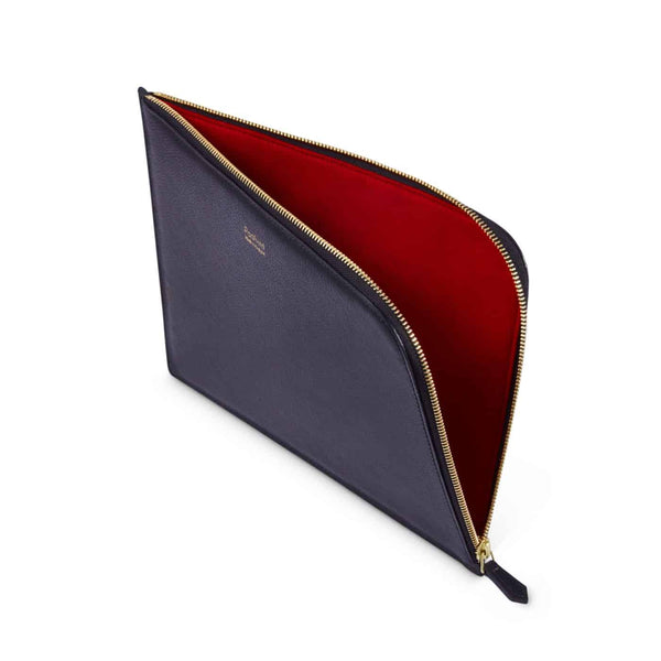Padfield British Luxury black Leather unisex tech iPad tablet cover lined with red suede leather Made in England UK