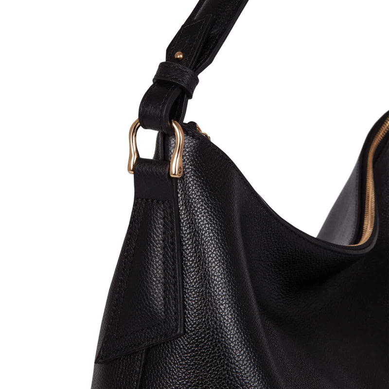 Padfield British luxury black leather zip bag Made in England UK