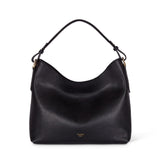 Sloane British made luxury black leather shoulder bag sustainably made in England by Padfield 