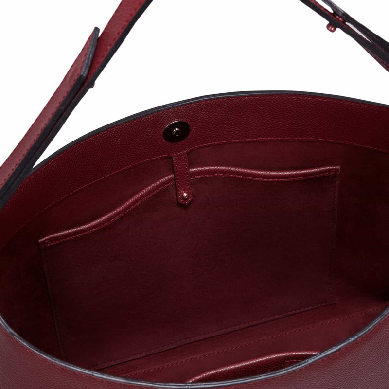 Padfield Sloane burgundy leather shoulder bag British Made luxury leather bag with two interior pockets