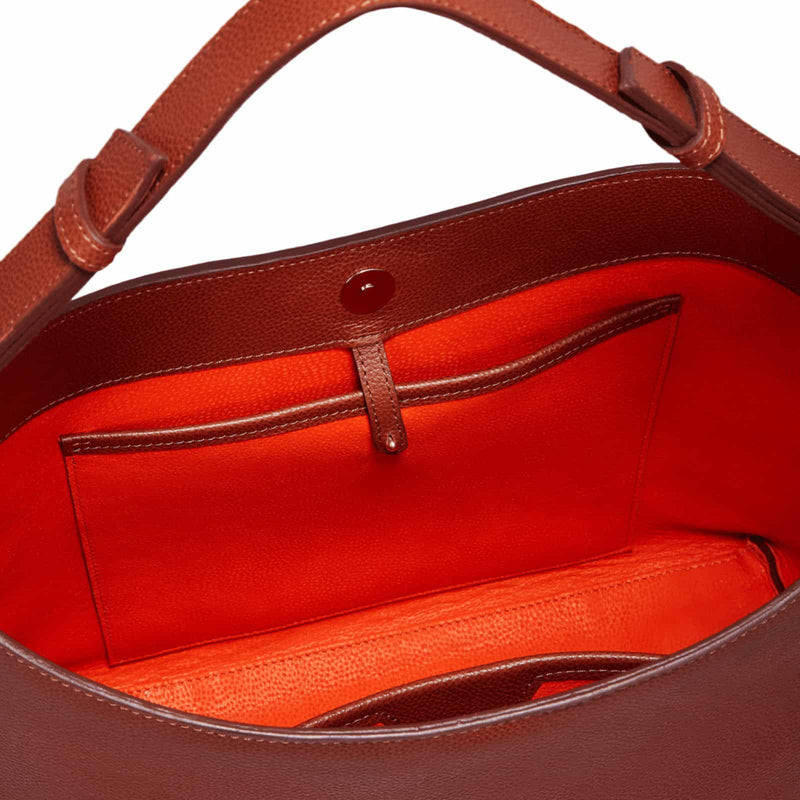 British designer tan leather handbag with two interior pockets Made in England UK by Padfield
