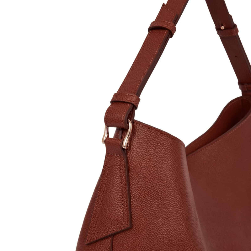 British Made Padfield Sloane tan leather shoulder bag with adjustable shoulder strap British made luxury leather handbag