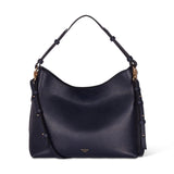 Padfield Sloane Navy Blue Leather Shoulder Bag with adjustable handle and detachable long leather shoulder strap sustainably Made in England UK