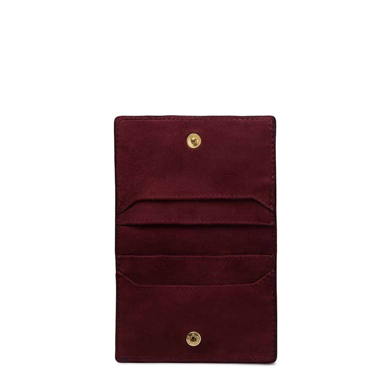 Padfield British made Luxury burgundy Leather card case lined with suede leather Made in England luxury leather card holder