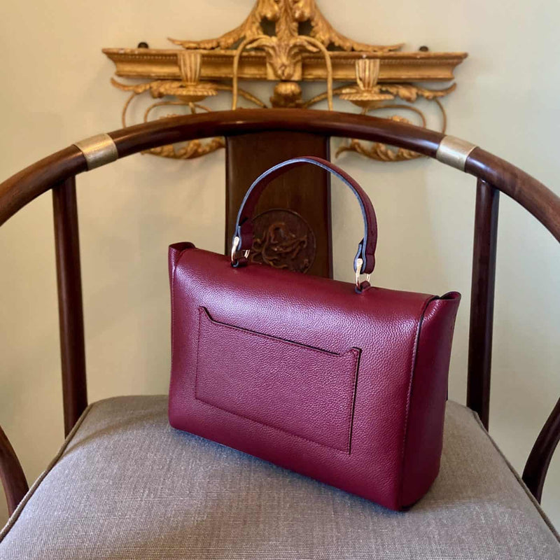 Amazoncom Valentino Orlandi Medium Purse Tote Wavy Pleated Burgundy  Leather Italian Designer Bag wChain  Clothing Shoes  Jewelry