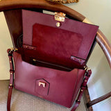 Padfield Somerset Burgundy Bamboo Handle Handbag British Made Luxury Leather Handbag Made in England UK