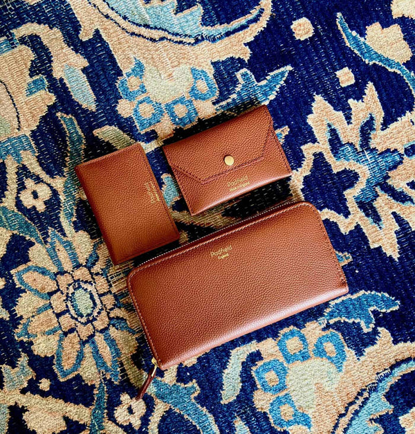 Build a matching set of Made in England tan leather small leather goods including purses, card holders and pouches 