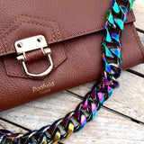 Tan Leather Chain Bag British Made Designer Leather Shoulder Handbag