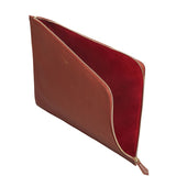 Padfield British Made Luxury Tan Leather Zip Laptop Cover lined with red suede leather Made in England UK