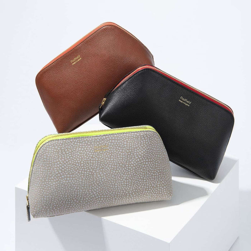 Padfield British Made Luxury Leather colour pop Cosmetic Pouches sustainably Made in England UK