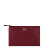 Padfield British designer burgundy leather large zip pouch and clutch bag locally made in England from British leather free worldwide shipping