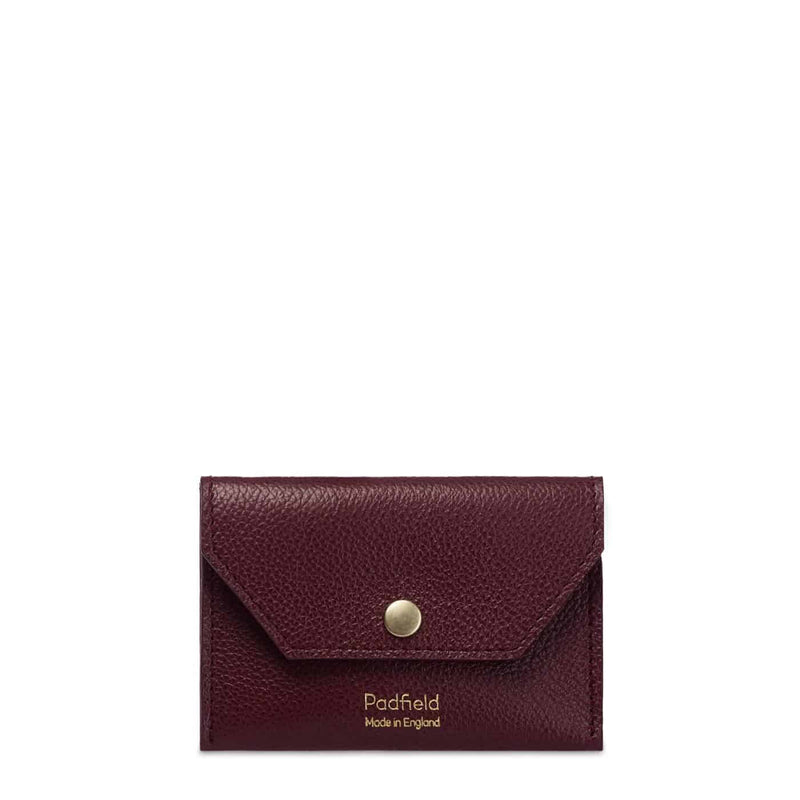 Padfield made in England burgundy leather envelope style card holder British luxury leather card holder made in England UK