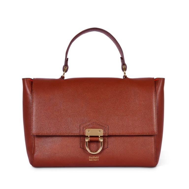British made designer tan leather luxury handbag Made in England UK tan leather shoulder bag