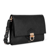 British Luxury Designer Handbag Somerset Black Leather Clutch with Leather shoulder strap Made in UK