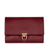 Made in England Burgundy leather clutch bag sustainably made British designer burgundy leather handbag