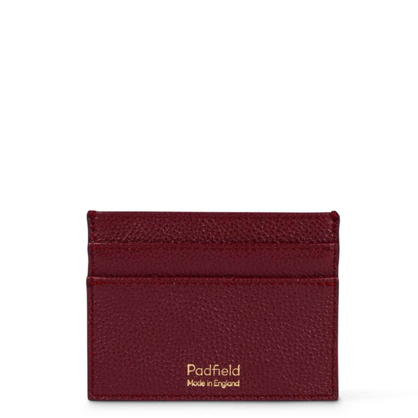 Padfield designer Made in England luxury burgundy leather double sided card holder Best of British designer burgundy leather card case