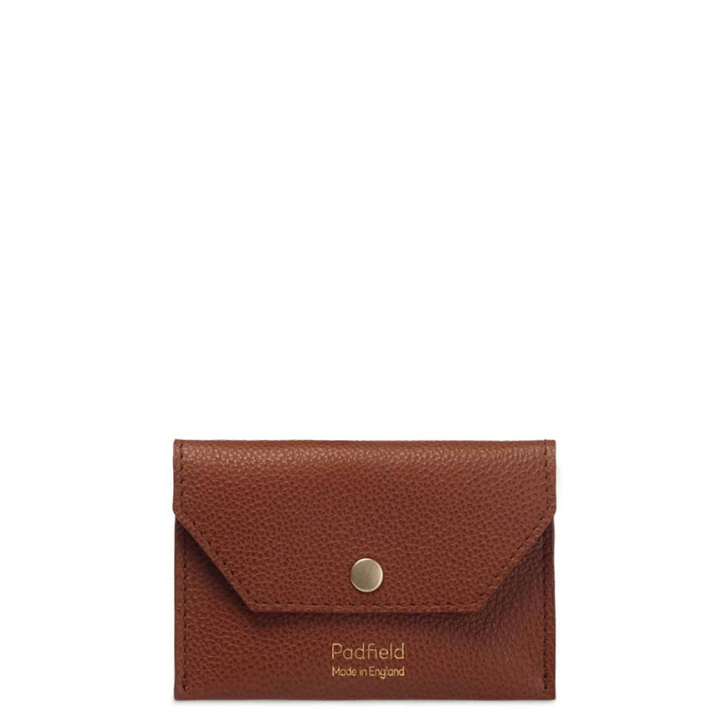 Padfield unisex tan leather card case envelope pouch sustainably Made in England designer leather card holder 