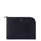 Padfield British designer black leather iPad tablet tech cover with zip closure sustainably made in England UK from British leather