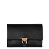 Black designer leather clutch bag Made in England Luxury Leather Handbag
