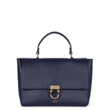 Navy blue leather top handle shoulder bag Made in England designer luxury leather handbag 