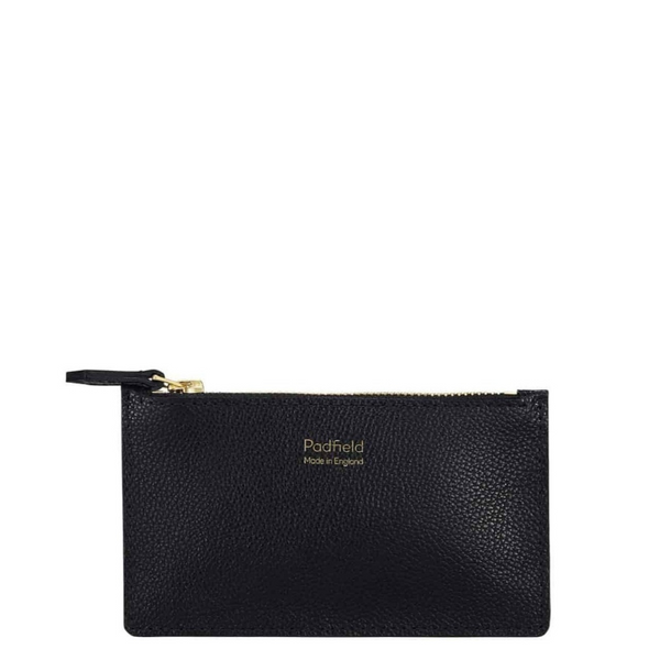 Padfield Black leather designer coin zip pouch Made in England from British leather Best of British luxury small black leather zip pouch