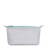Padfield unisex large grey leather toiletry wash bag with waterproof lining Made in England UK
