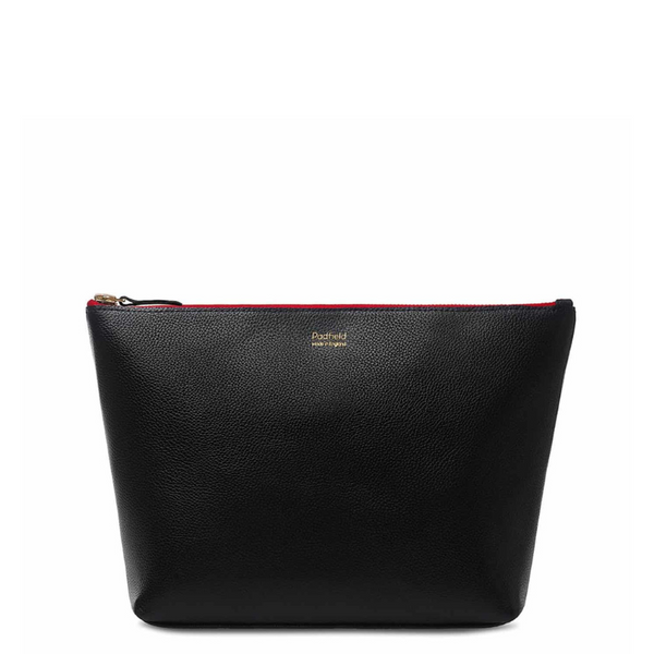 Padfield made in England black leather wash toiletry pouch bag made in England UK British designer luxury wash pouch accessory