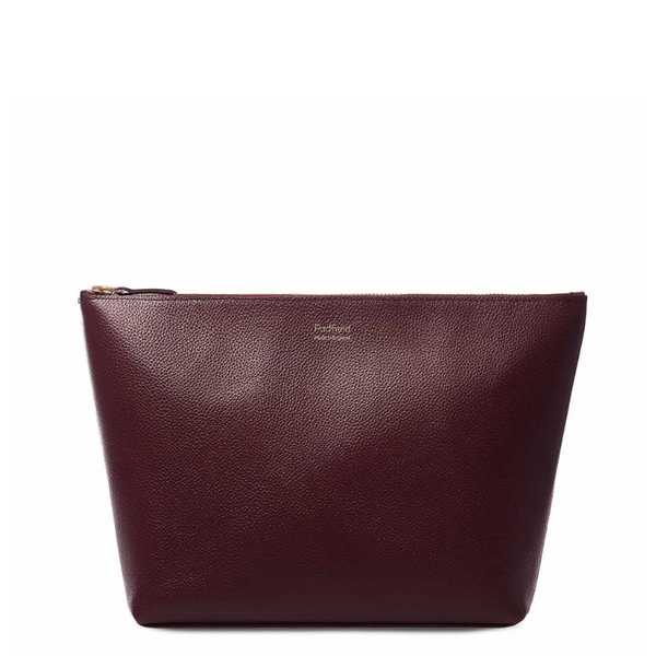 Padfield burgundy leather wash pouch made in England designer British luxury leather toiletry bag  
