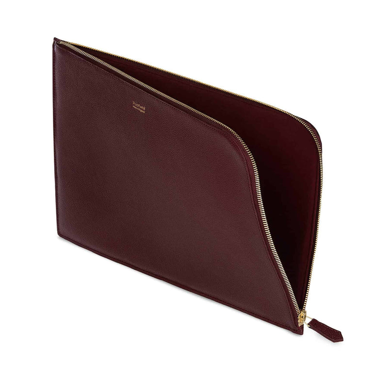 Padfield unisex British Luxury Burgundy Leather Laptop Cover lined with suede leather Made in England UK