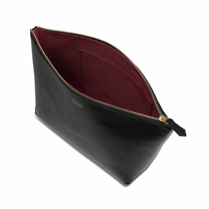 Padfield British designer Leather Wash Pouch lined with waterproof canvas fabric Made in England sustainable British luxury leather travel accessory 