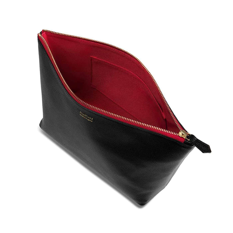 Luxury black and red leather toiletry bag
